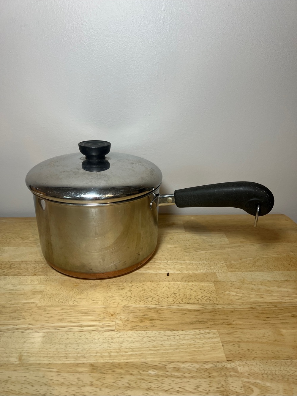 Vintage Revere Ware 3 Quart Saucepan 1801 Copper Bottom Pot Lid Rome USA